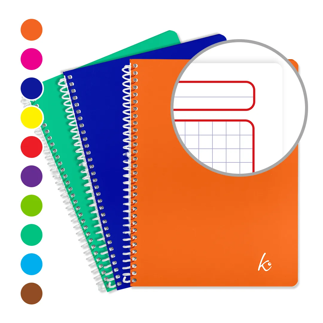Cuaderno Francés Espiral Cuadro grande 100 Hojas margen rojo